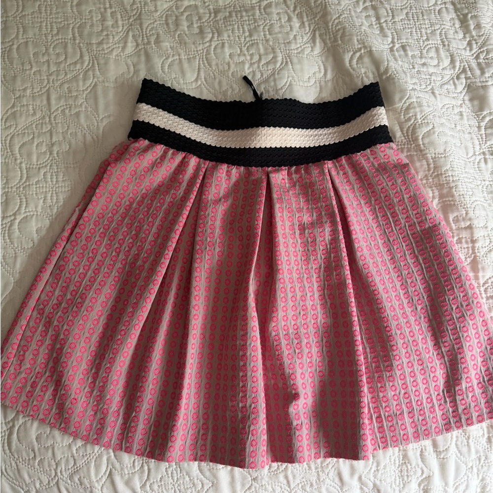 Maeve Women’s Pink Patterned A-Line Skirt with Contrasting Waistband